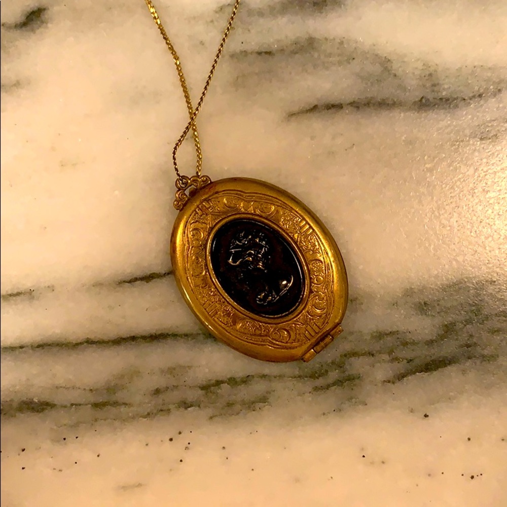 Vintage black and gold cameo necklace